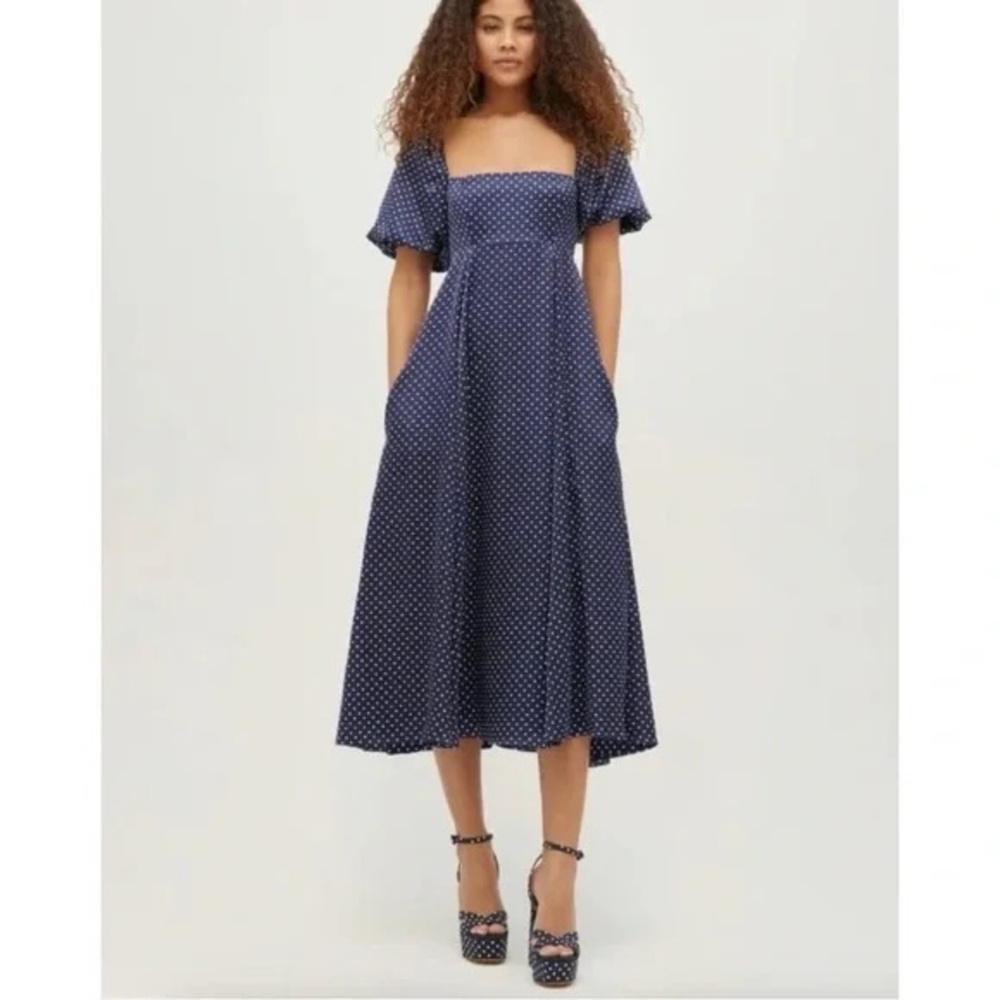 Hill House Matilda Elegant Navy Polka Dot Dress